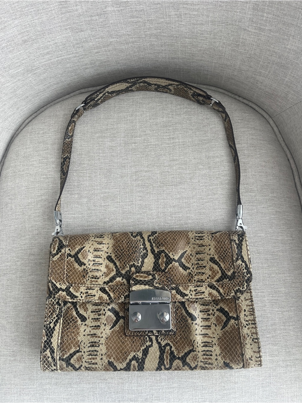 VTG Kesslord Y2K Python Embossed Baguette Shoulder Bag